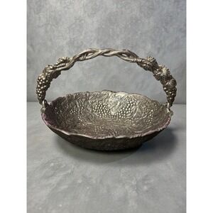 Arthur Court Centerpiece Serving Bowl Basket w/Hinged‎ Handle Fall